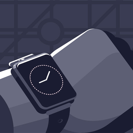 illustration of close up view of a smart watch with a clock on it