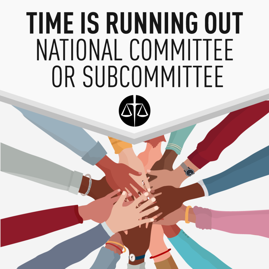 Time is running out. National Committee or Subcommittee