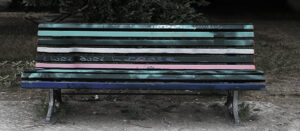multicolored bench in park